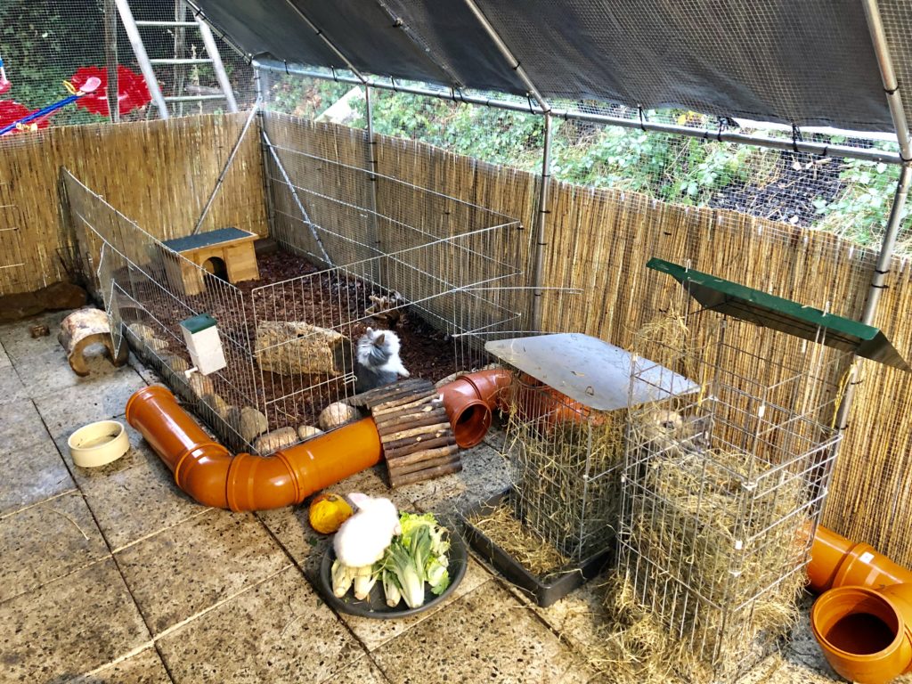 selbstgebaute Heuraufe für Kaninchen